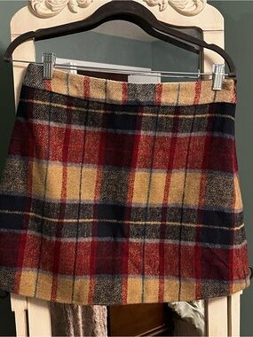 Flannel A-Line Skirt in Red, Black & Mustard